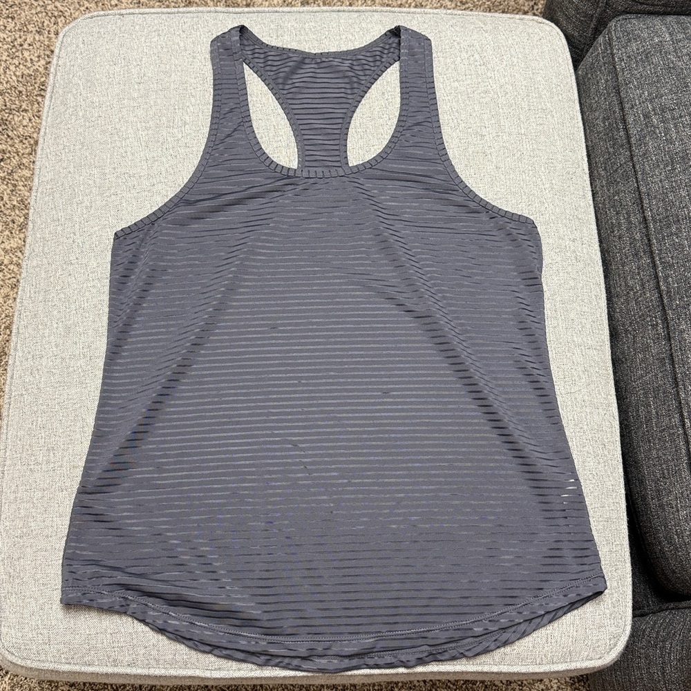 Zyia Steel Gray Striped Racerback Tank Top